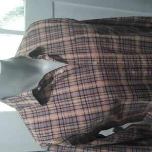 Born mens brown and blue plaid cotton shirt. Medium